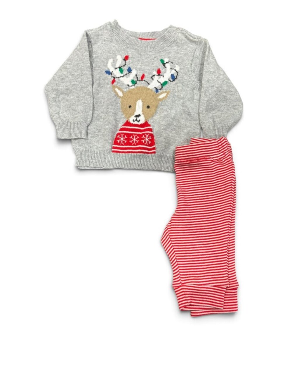 NWT Carter's Kids Christmas Reindeer Sweater & Striped Pants 2-Piece Holiday Set